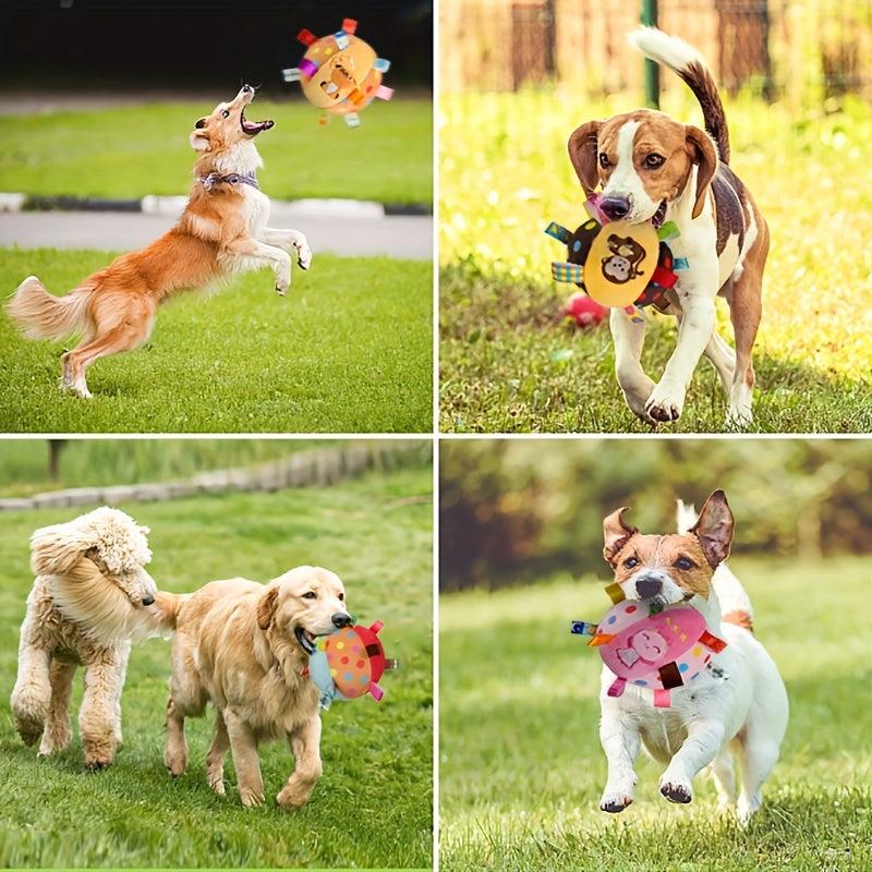 Durable Football Pet Toy With Straps Dog Chewing Plush Ball Toy