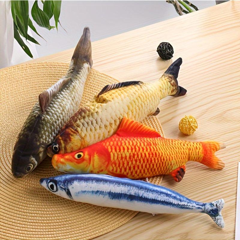4pcs Interactive Cat Plush Fish Toys for Teasing Play