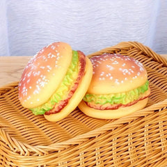 Interactive Durable Chew Toy for Dogs Hamburger Pet Grinding Teeth Squeak Plush