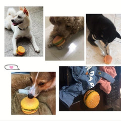 Interactive Durable Chew Toy for Dogs Hamburger Pet Grinding Teeth Squeak Plush