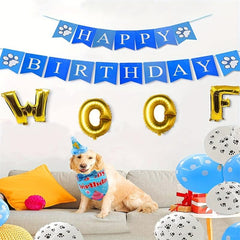 8pcs Dog Birthday Party Supplies Happy Birthday Banner Hat Balloons Bandana