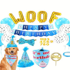 8pcs Dog Birthday Party Supplies Happy Birthday Banner Hat Balloons Bandana