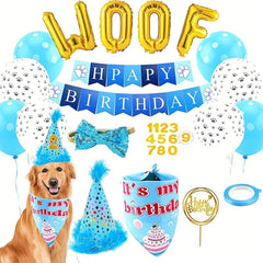 8pcs Dog Birthday Party Supplies Happy Birthday Banner Hat Balloons Bandana