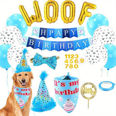 8pcs Dog Birthday Party Supplies Happy Birthday Banner Hat Balloons Bandana