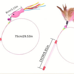 Feather Decor Cat Teaser Stick Toys - Interactive Toys for Cats