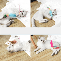Feather Decor Cat Teaser Stick Toys - Interactive Toys for Cats