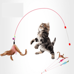 Feather Decor Cat Teaser Stick Toys - Interactive Toys for Cats