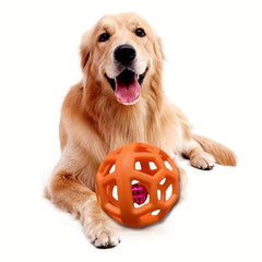 Durable Dog Hollow Bell Rubber Ball Toy for Teeth Cleaning