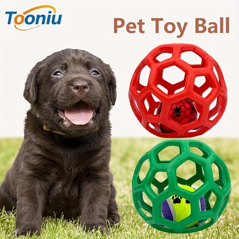 Durable Dog Hollow Bell Rubber Ball Toy for Teeth Cleaning