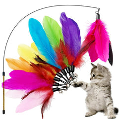 8pcs Cat Feather Toys Replacement Interactive Cat Wand Toy with PVC Teaser Stick