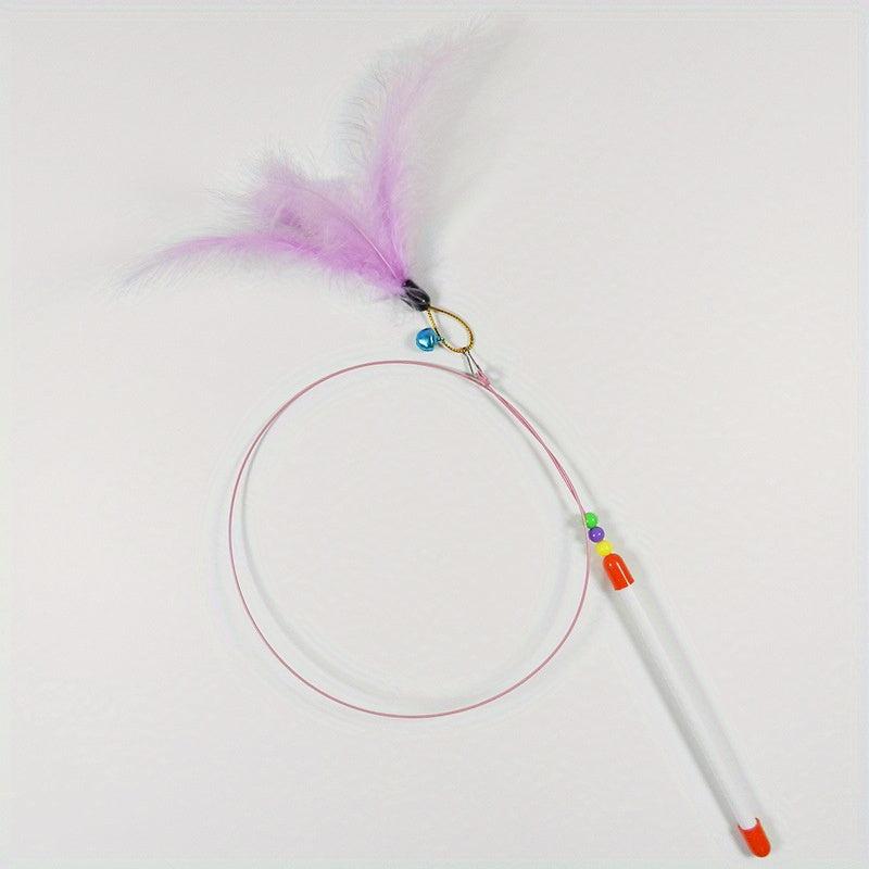 Interactive Cat Teaser Stick Toy Feather Wand for Indoor Play