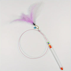 Interactive Cat Teaser Stick Toy Feather Wand for Indoor Play