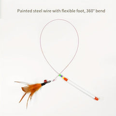 Interactive Cat Teaser Stick Toy Feather Wand for Indoor Play
