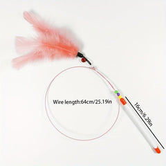 Interactive Cat Teaser Stick Toy Feather Wand for Indoor Play