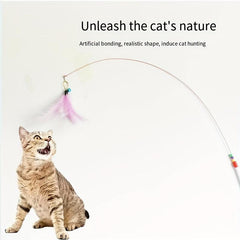 Interactive Cat Teaser Stick Toy Feather Wand for Indoor Play