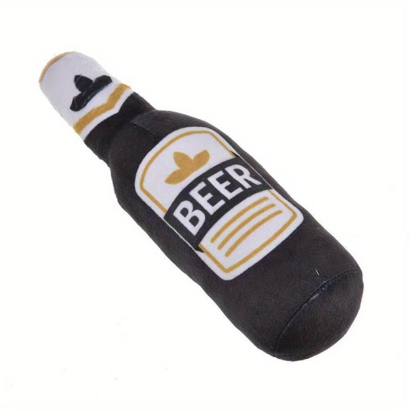 Beer Bottle Dog Squeaky Chew Toy Plush Teeth Grinding Durable Interactive