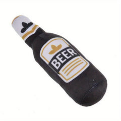 Beer Bottle Dog Squeaky Chew Toy Plush Teeth Grinding Durable Interactive