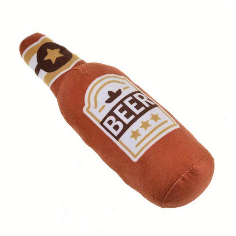 Beer Bottle Dog Squeaky Chew Toy Plush Teeth Grinding Durable Interactive