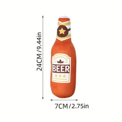 Beer Bottle Dog Squeaky Chew Toy Plush Teeth Grinding Durable Interactive