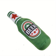 Beer Bottle Dog Squeaky Chew Toy Plush Teeth Grinding Durable Interactive