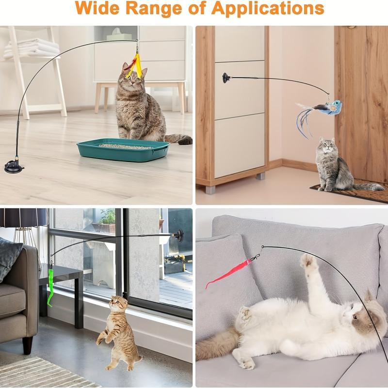 3-in-1 Suction Cup Teaser Cat Toy Interactive Cat Toy Indoor Cats Sticky Cup