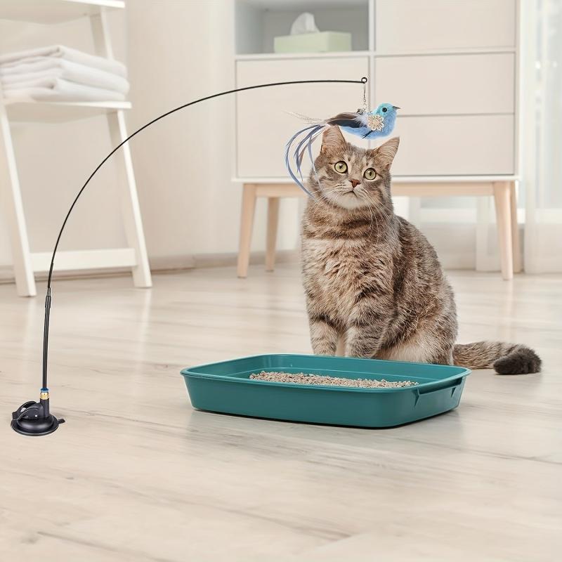 3-in-1 Suction Cup Teaser Cat Toy Interactive Cat Toy Indoor Cats Sticky Cup