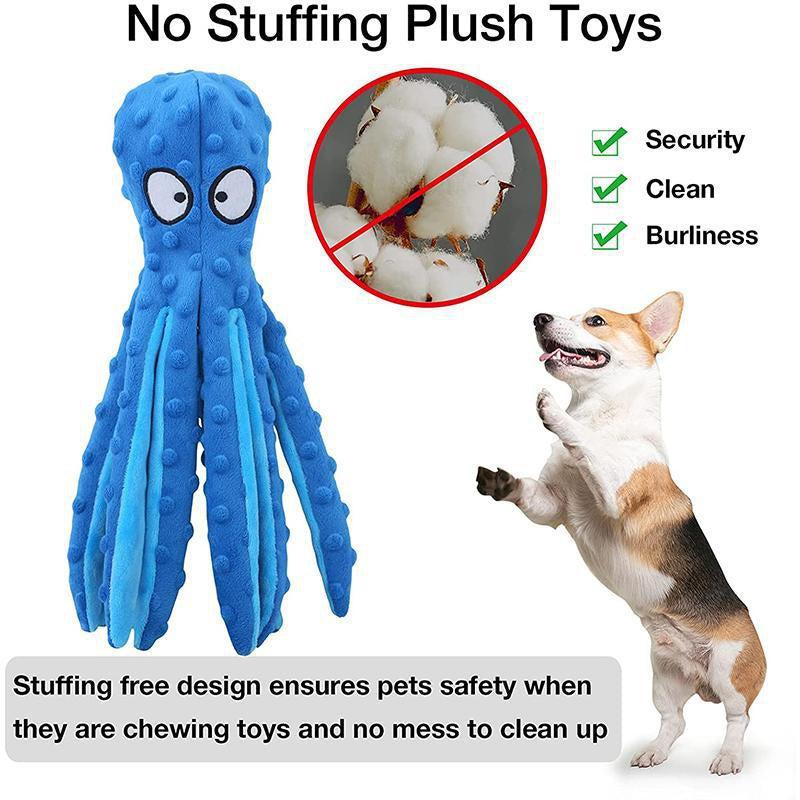 Soft Octopus Plush Dog Toy Cleans Teeth