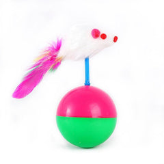 Interactive Cat Toy Feather Plush Mouse Wobbly Ball