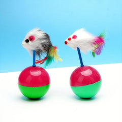 Interactive Cat Toy Feather Plush Mouse Wobbly Ball
