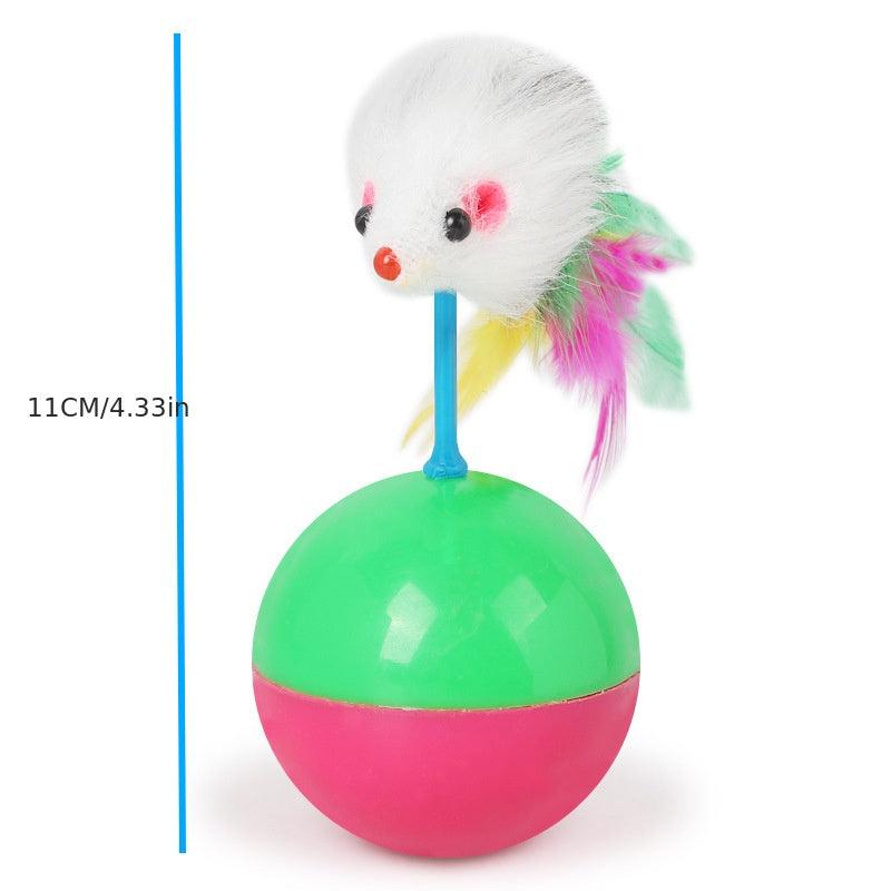 Interactive Cat Toy Feather Plush Mouse Wobbly Ball