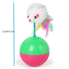Interactive Cat Toy Feather Plush Mouse Wobbly Ball