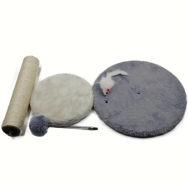 Plush Ball Cat Tree Stump Toy Fuzzy Cat Tree Polyester Cat Toy