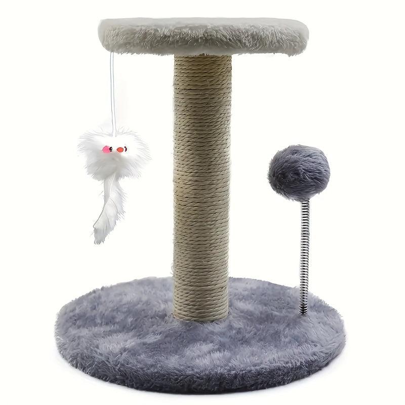Plush Ball Cat Tree Stump Toy Fuzzy Cat Tree Polyester Cat Toy