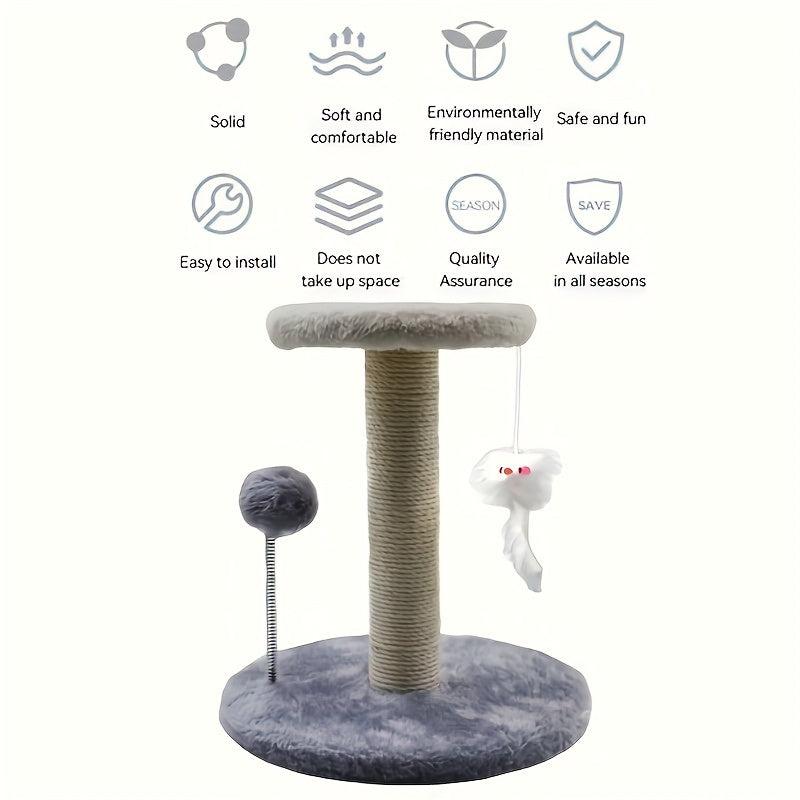 Plush Ball Cat Tree Stump Toy Fuzzy Cat Tree Polyester Cat Toy