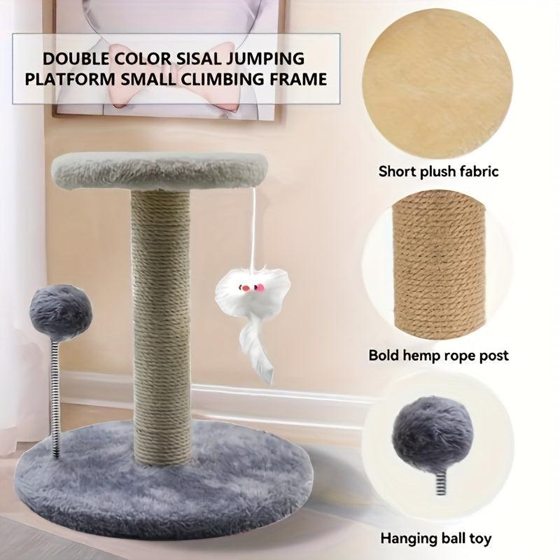 Plush Ball Cat Tree Stump Toy Fuzzy Cat Tree Polyester Cat Toy