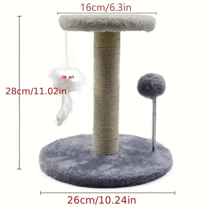 Plush Ball Cat Tree Stump Toy Fuzzy Cat Tree Polyester Cat Toy