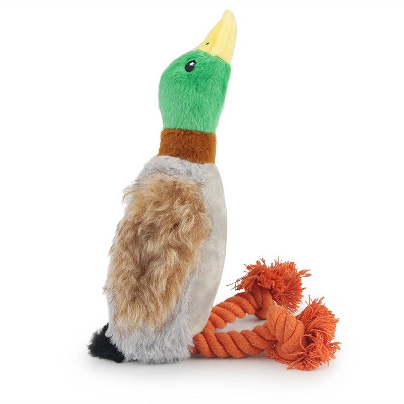 Plush Duck Squeak Dog Toy with Rope - Cleaning Tooth Chew Toy