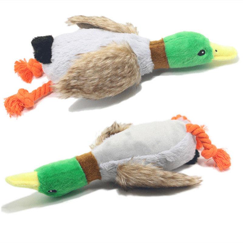 Plush Duck Squeak Dog Toy with Rope - Cleaning Tooth Chew Toy