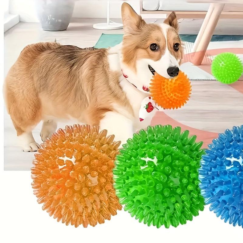 Dog Molar Burr Ball Toy Elastic Squeaky Ball for Interactive Teeth Grinding