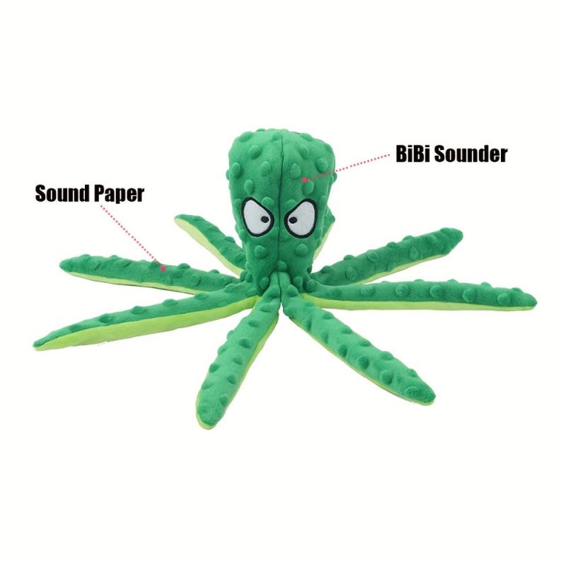 Interactive Plush Octopus Dog Toy Squeaky Bite-Resistant