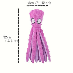 Interactive Plush Octopus Dog Toy Squeaky Bite-Resistant