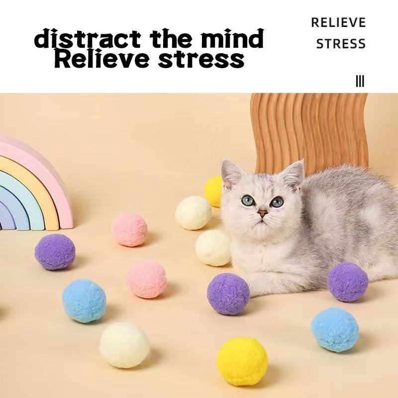Mixed Pet Plush Elastic Ball Cat Teaser Toys Interactive Supplies