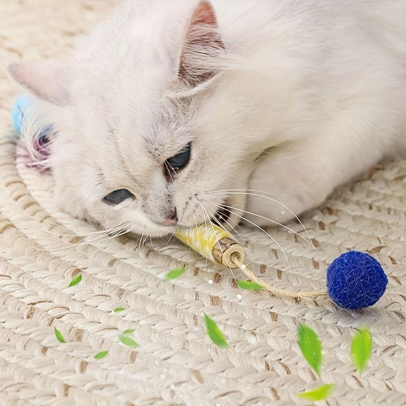 Silvervine Cat Teething Stick Toy with Ball Toy