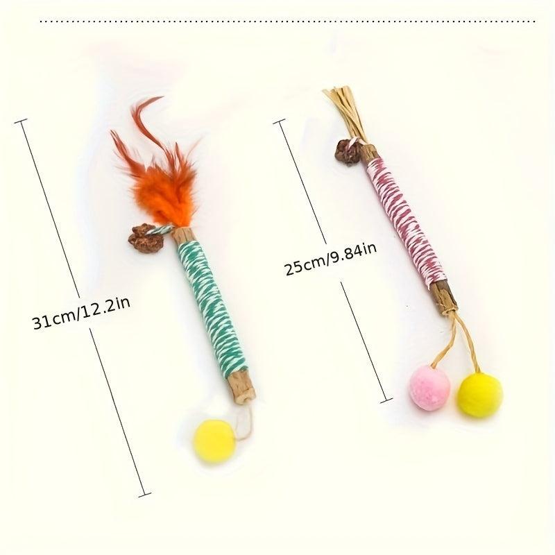 Silvervine Cat Teething Stick Toy with Ball Toy