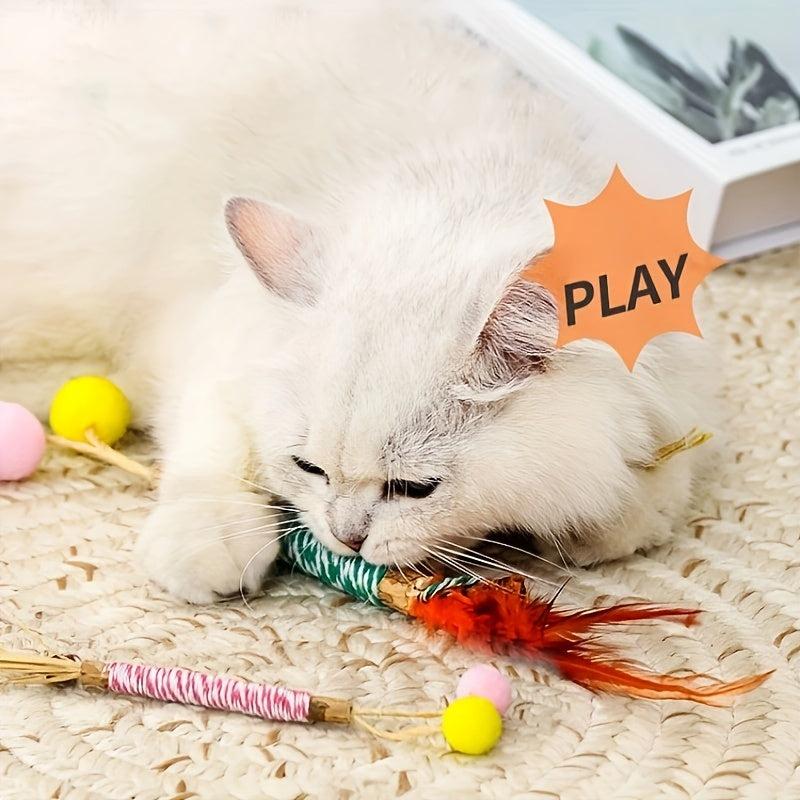 Silvervine Cat Teething Stick Toy with Ball Toy