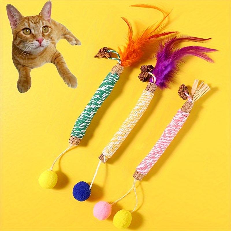 Silvervine Cat Teething Stick Toy with Ball Toy