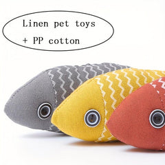 Cartoon Fish Pet Plush Toy Chew Durable Cat Toy Interactive