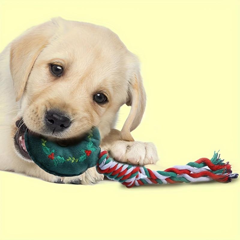 Christmas Teeth Cleaning Braided Rope Knot Pet Toy Dog Chew Durable Toy