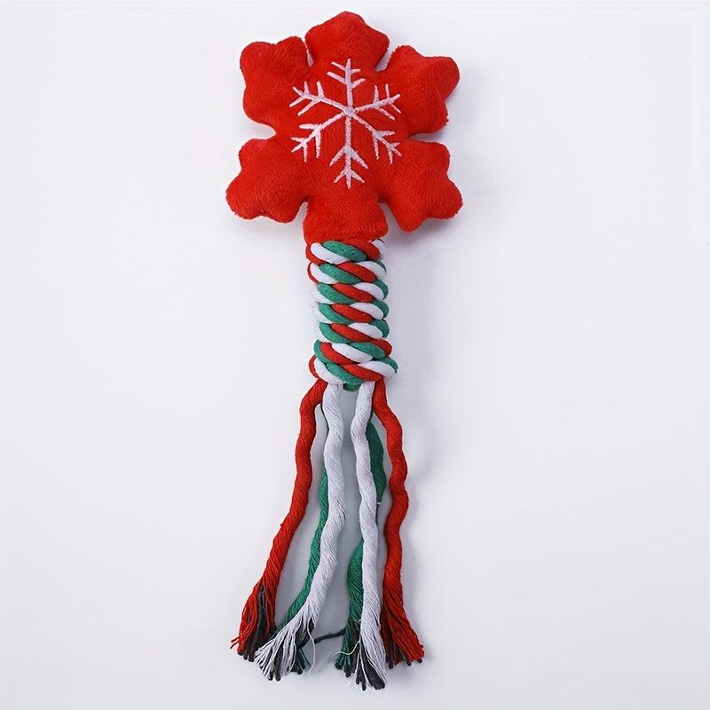 Christmas Teeth Cleaning Braided Rope Knot Pet Toy Dog Chew Durable Toy