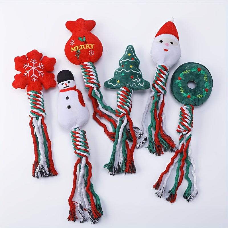 Christmas Teeth Cleaning Braided Rope Knot Pet Toy Dog Chew Durable Toy